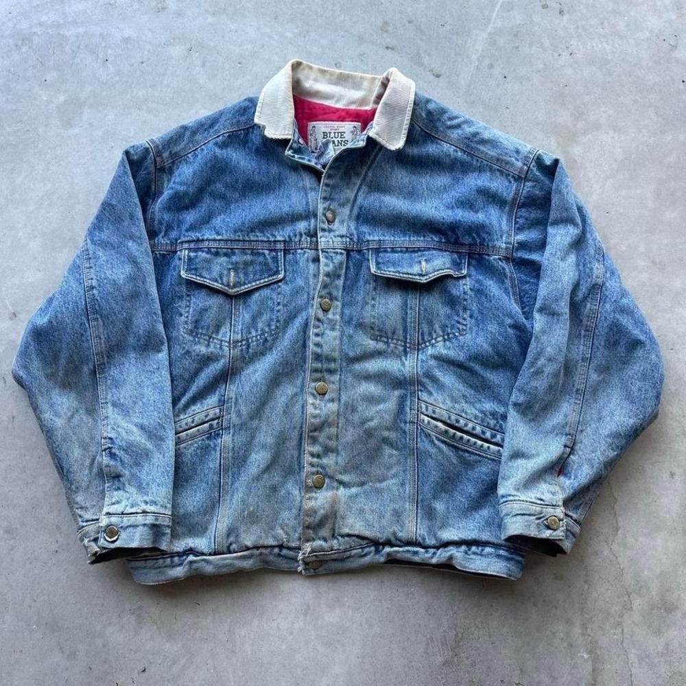 Vintage 80s Calvin Klein Sport Denim Jacket Made in USA L Trucker Chore Lined